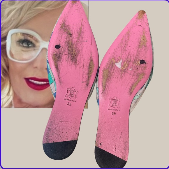 Emilio Pucci Blue and White Mules